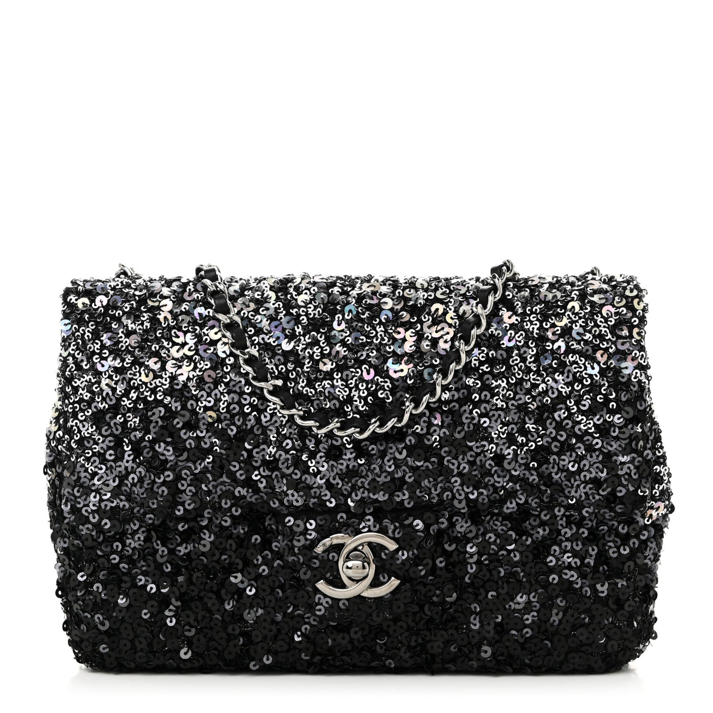 Shaded Sequins Mini Flap Black