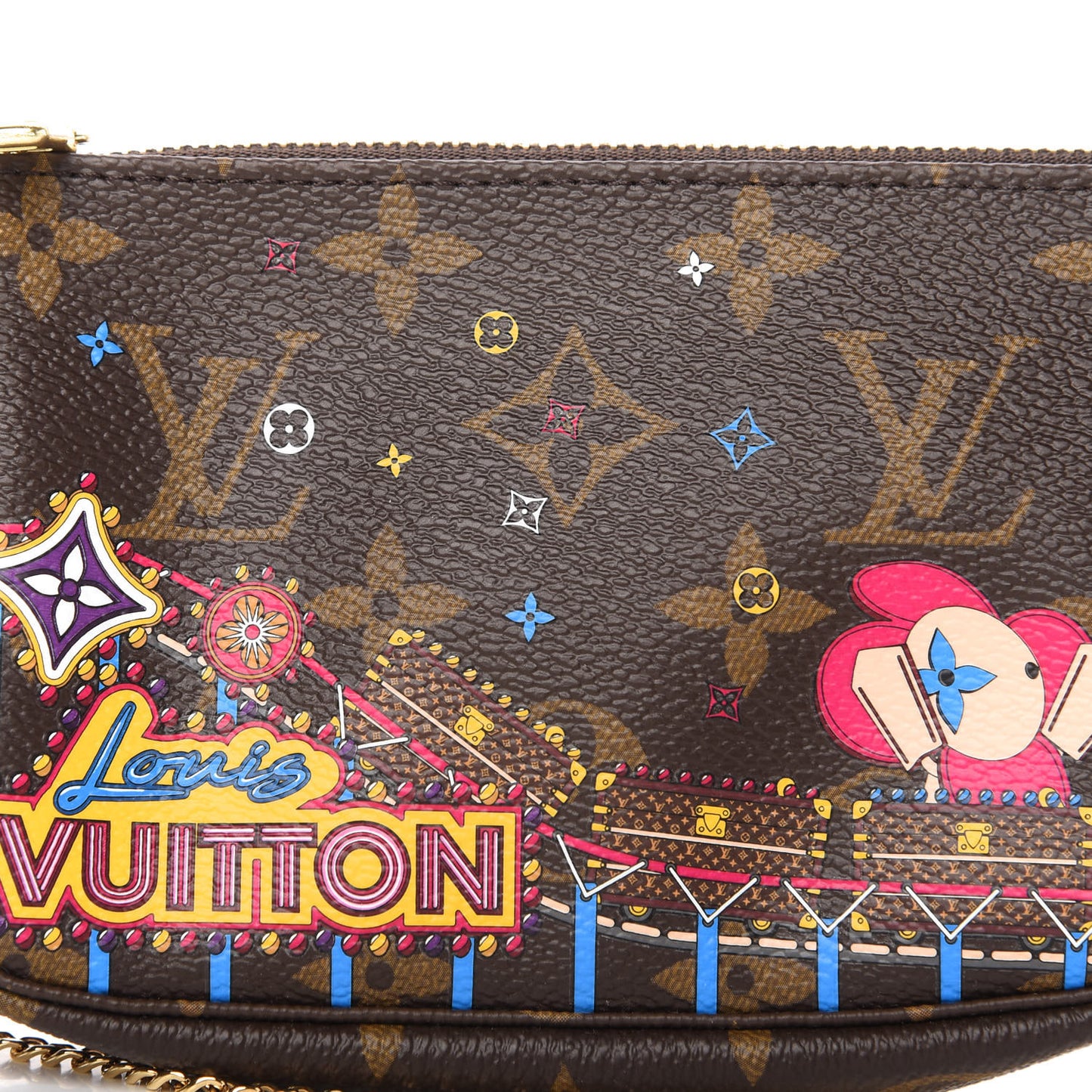 Monogram 2020 Christmas Animation Roller Coaster Mini Pochette Accessories Pivoine