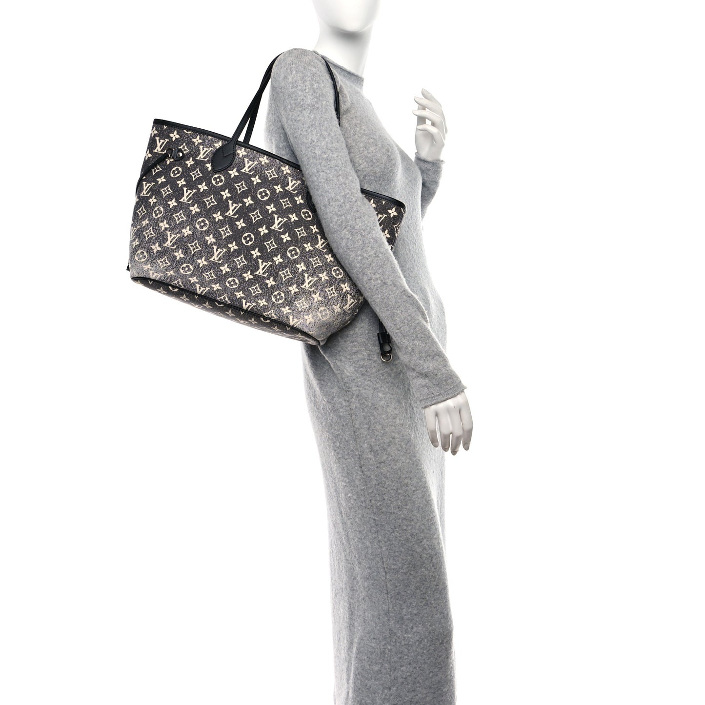 LOUIS VUITTON Denim Monogram Jacquard Neverfull MM Grey