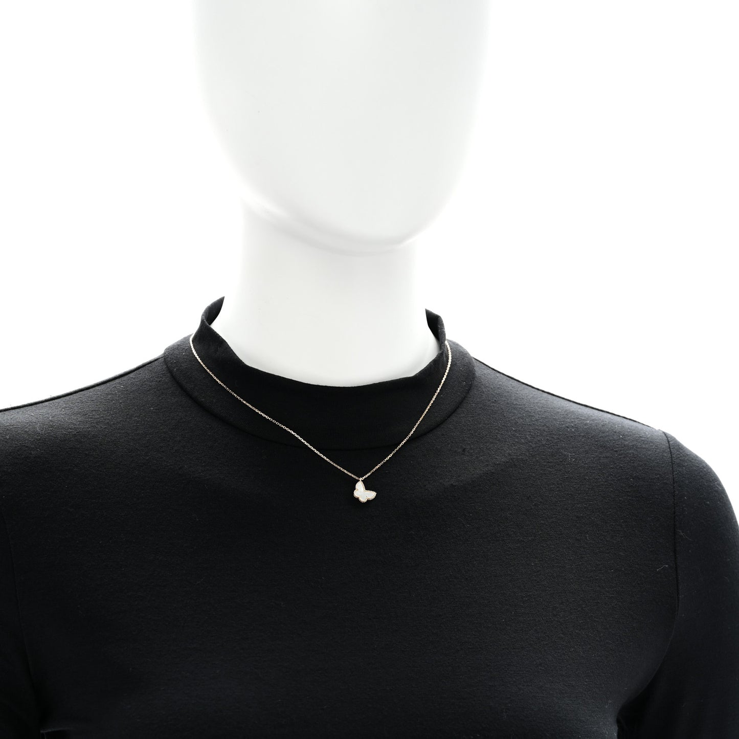 18K Yellow Gold Mother of Pearl Sweet Alhambra Butterfly Pendant Necklace