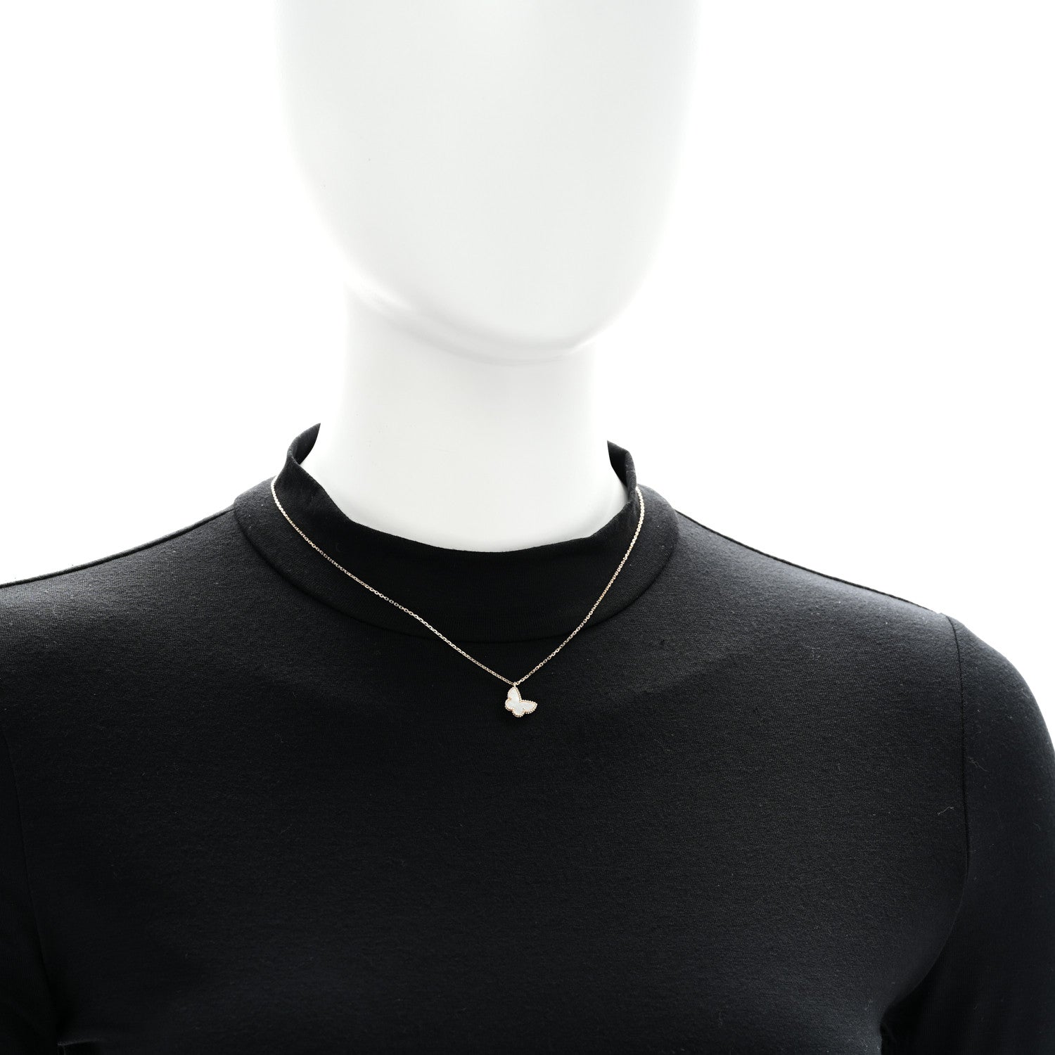 Van Cleef & Arpels 18K Yellow Gold Mother of Pearl Sweet Alhambra Butterfly Pendant Necklace 2 of 6