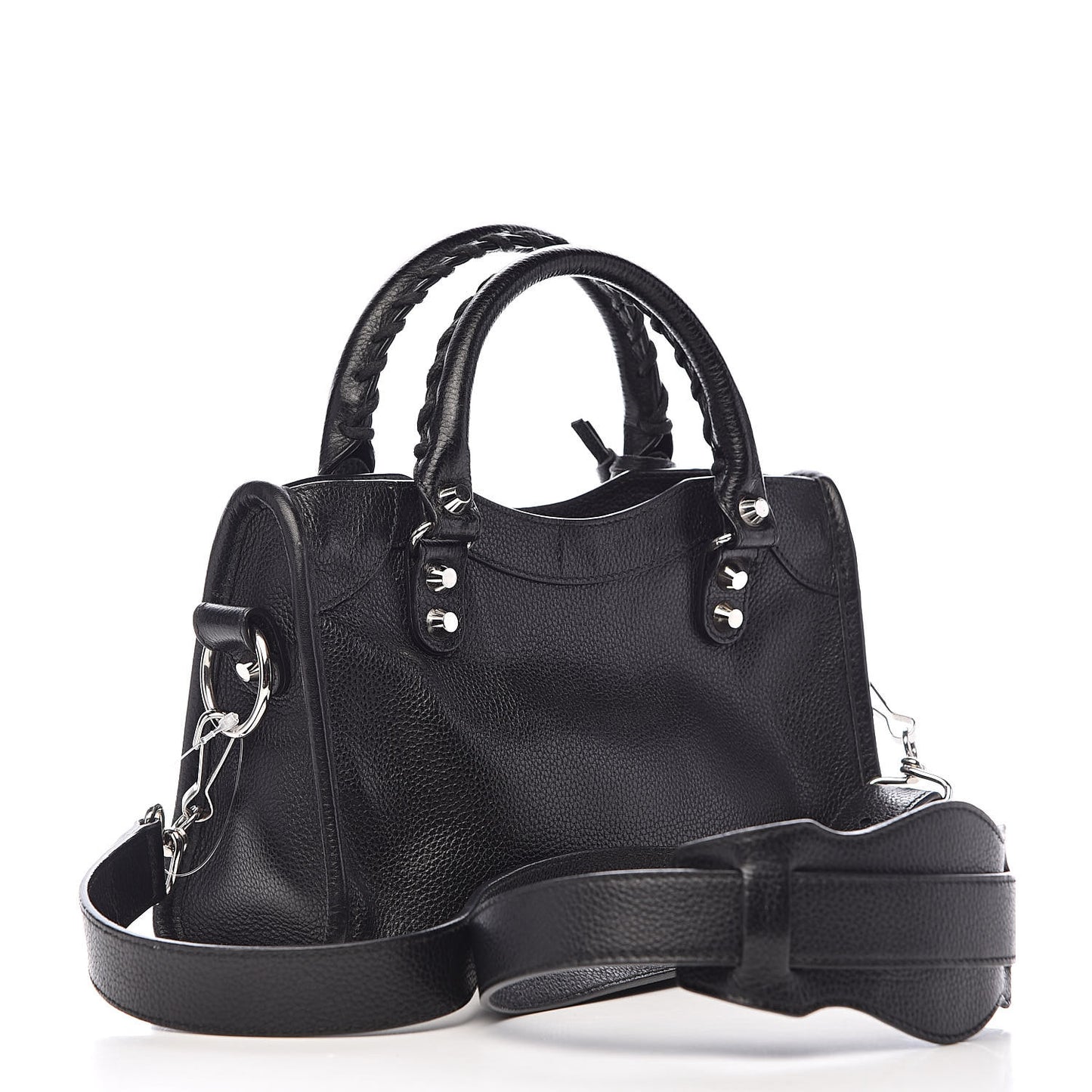 Grained Calfskin Classic Silver Hardware Mini City Black