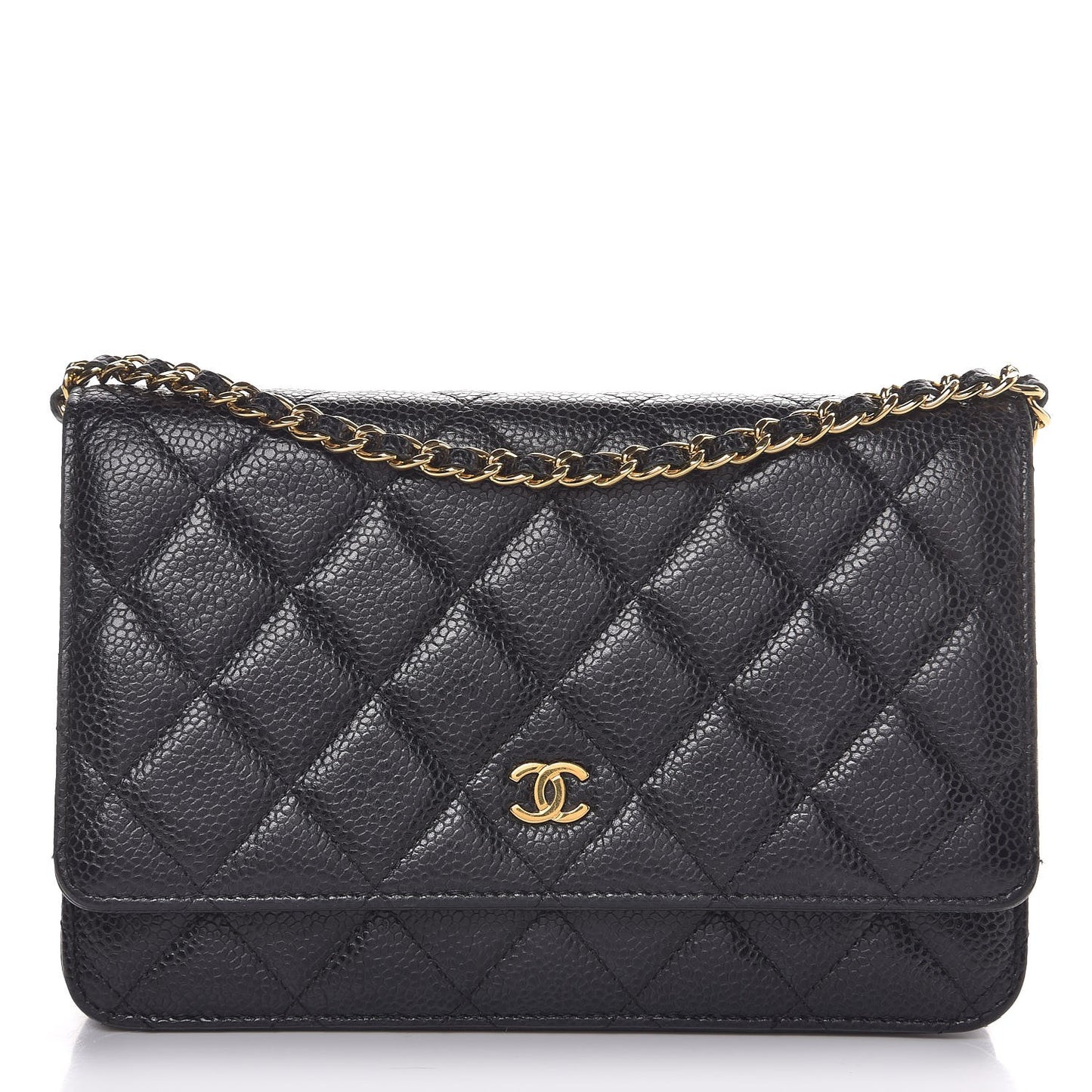 Caviar Quilted Wallet On Chain WOC Black