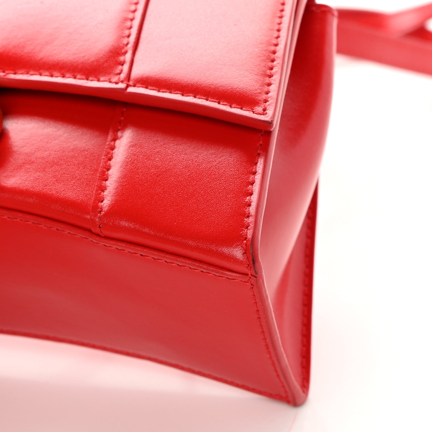 Shiny Box Calfskin Hourglass Top Handle Bag XS Bright Red
