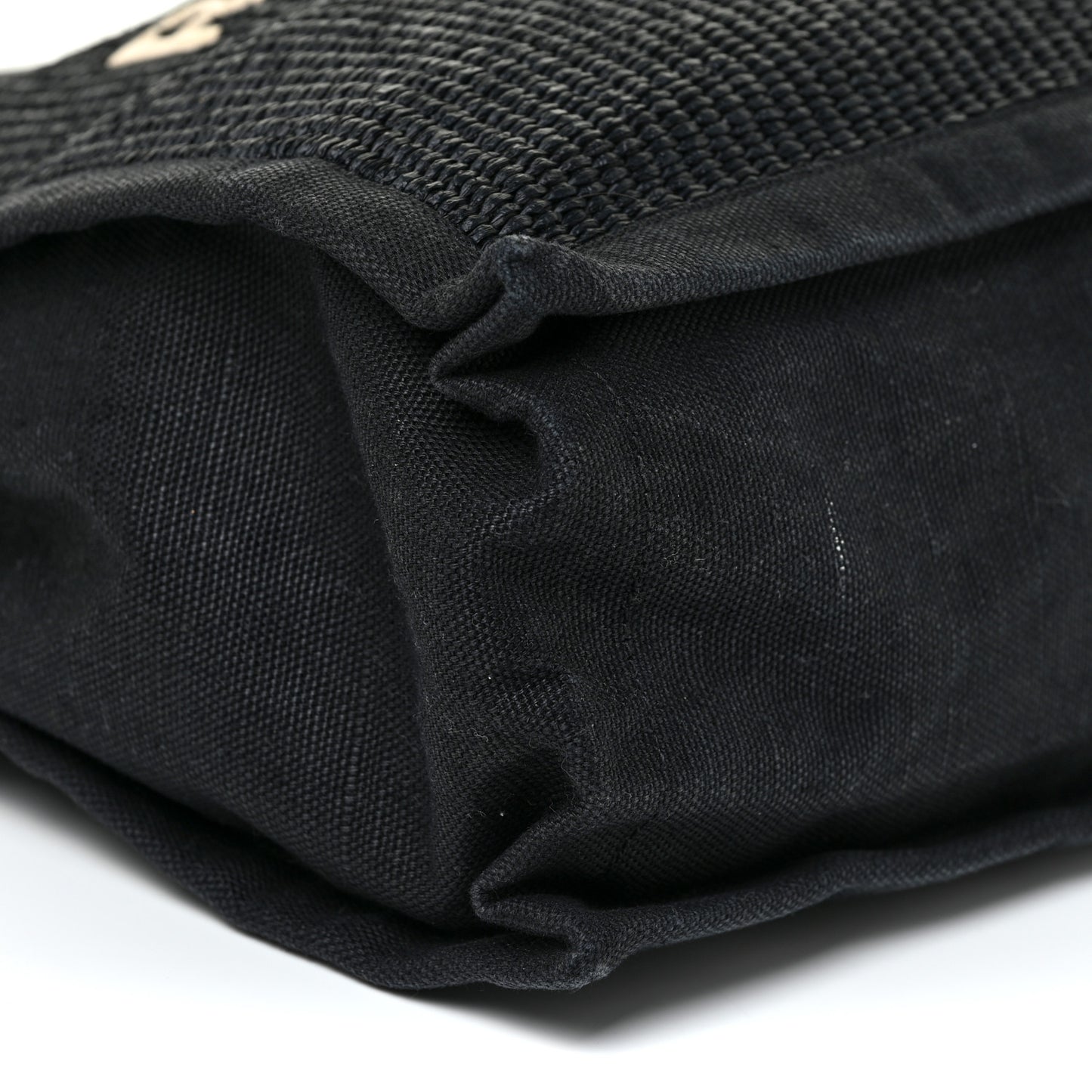 Raffia Linen Calfskin Rive Gauche Tote Black