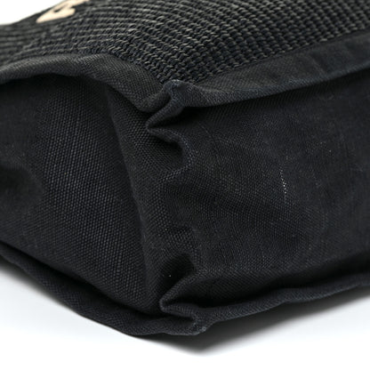 Saint Laurent Raffia Linen Calfskin Rive Gauche Tote Black 8 of 18