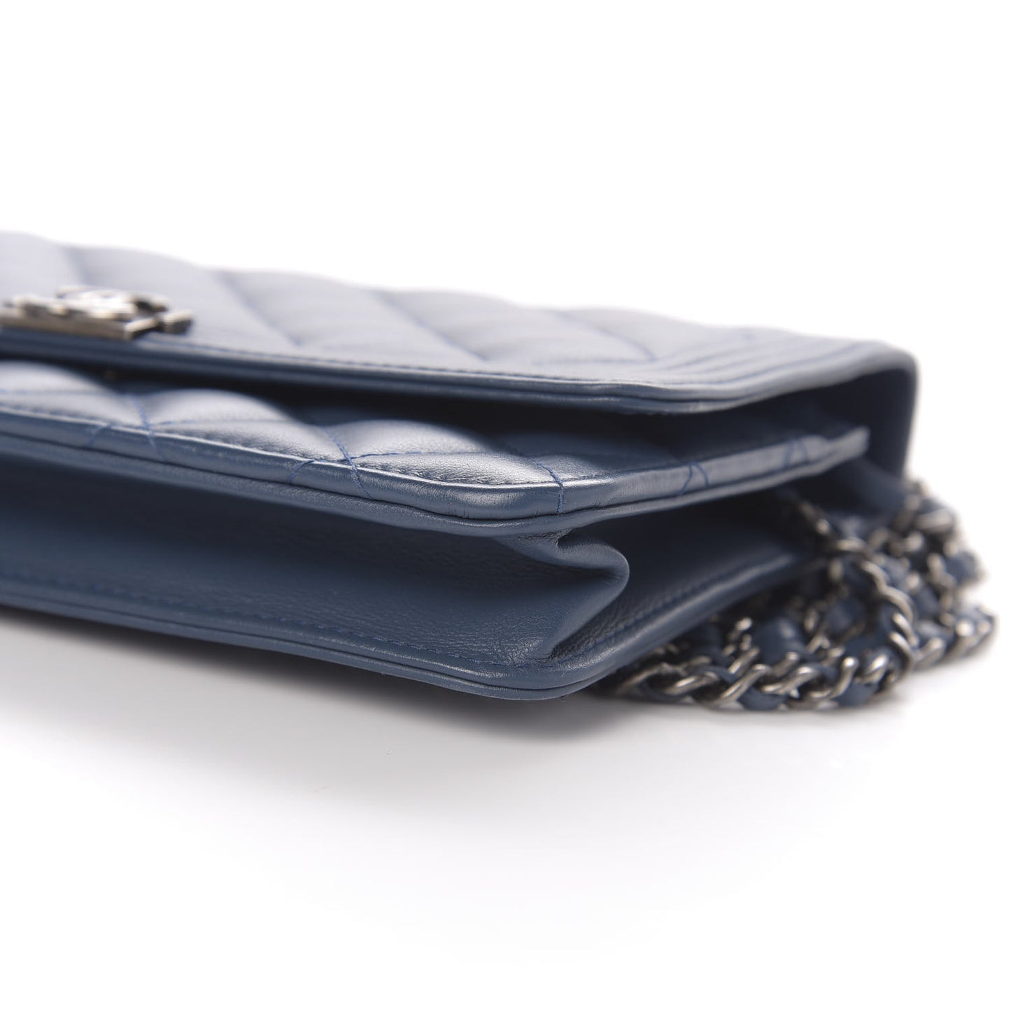 Lambskin Quilted Boy Wallet On Chain WOC Blue