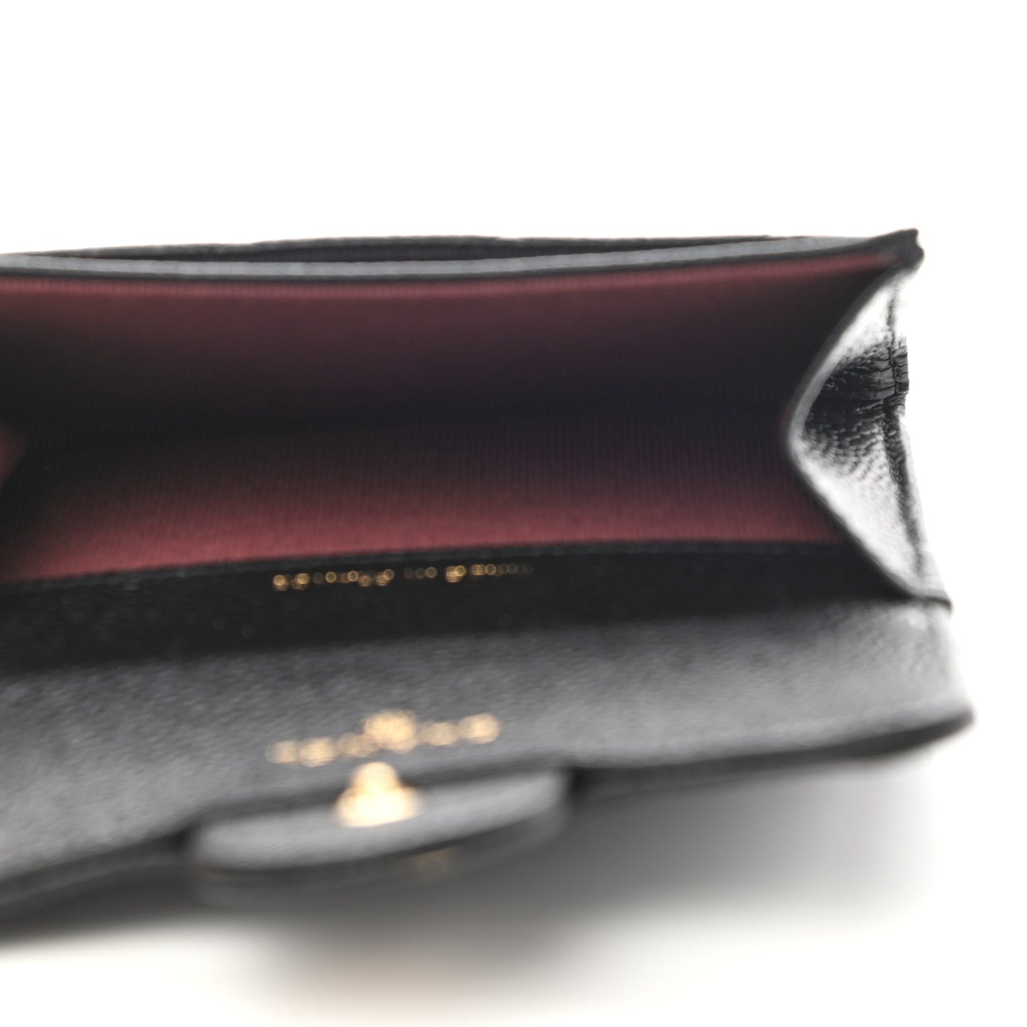 Caviar Quilted Flap Card Holder Wallet Black
