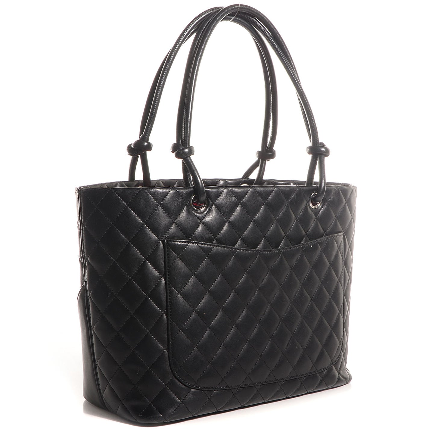 Calfskin Quilted Large Cambon Tote Black White