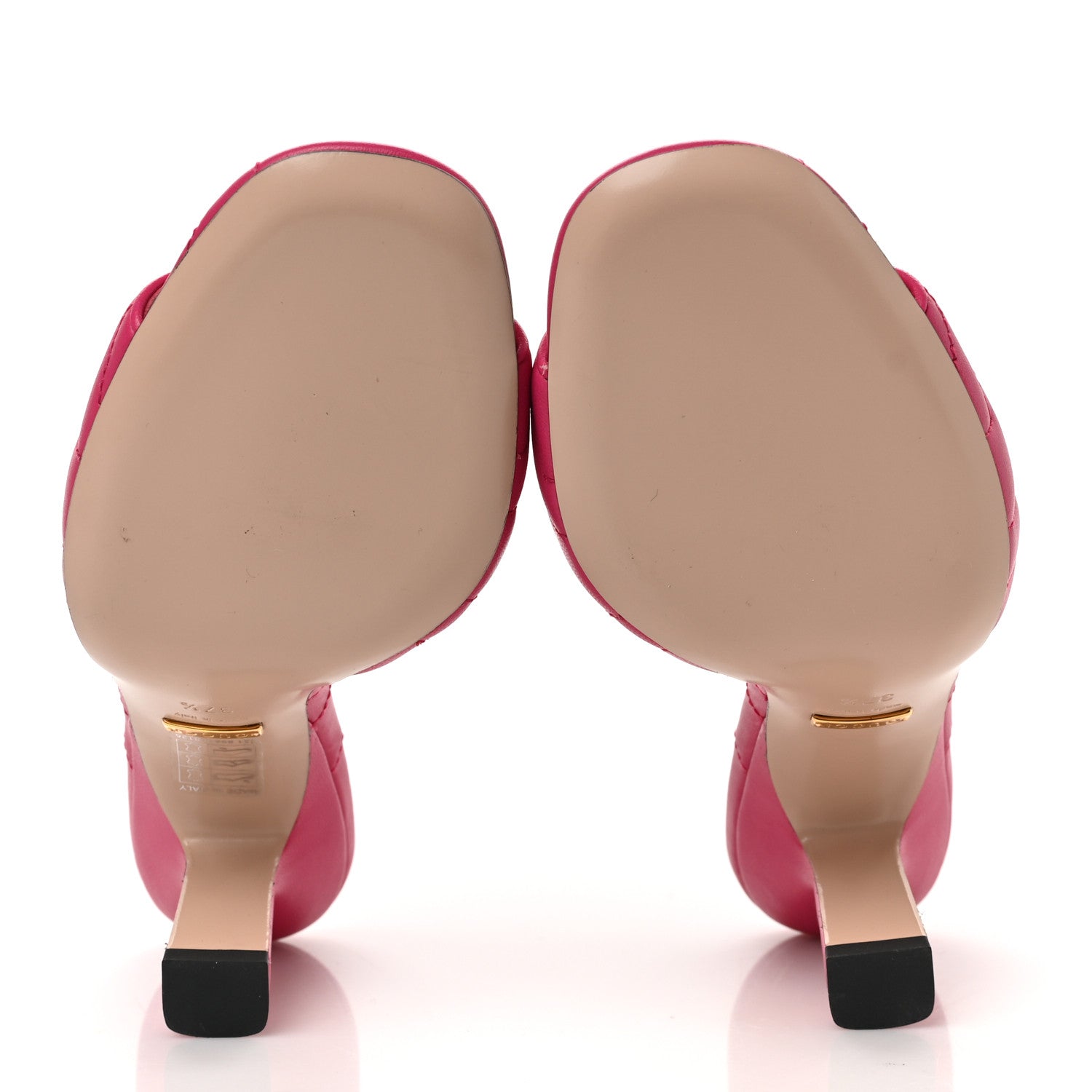 Gucci Nappa Matelasse GG Marmont 75mm Slide Sandals 37.5 Box Pink 5 of 8