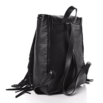 Saint Laurent Calfskin Fringe Festival Backpack Black 3 of 10