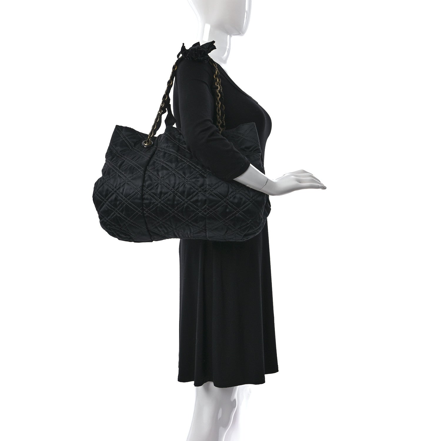 Lanvin Satin Quilted Shoulder Bag Black 2 of 10
