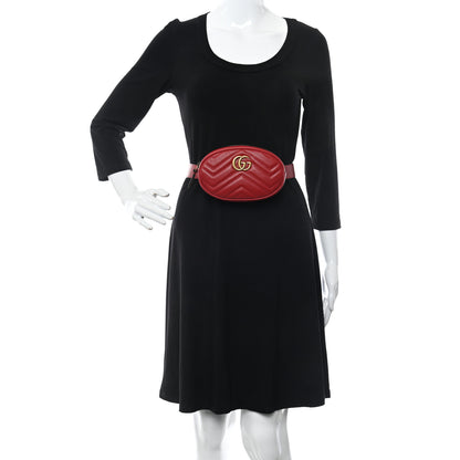 Gucci Calfskin Matelasse GG Marmont Belt Bag 75 30 Hibiscus Red 2 of 9