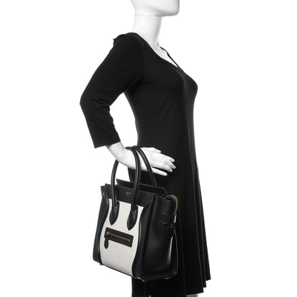 Celine Shrunken Lambskin Micro Bi-Color Luggage Black White 2 of 9