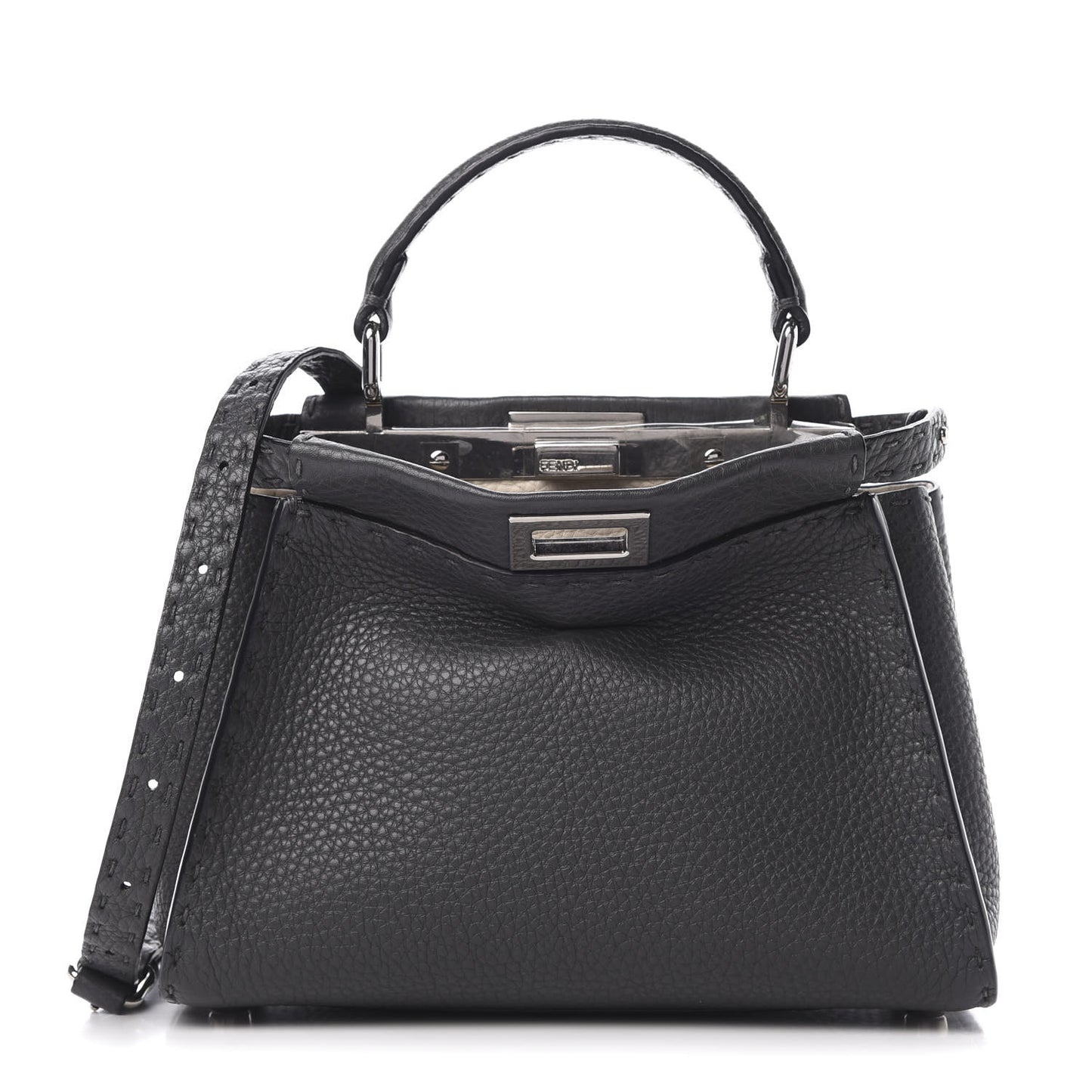 Cuoio Romano Selleria Bi-Color Mini Peekaboo Iconic Satchel Asfalto Latte