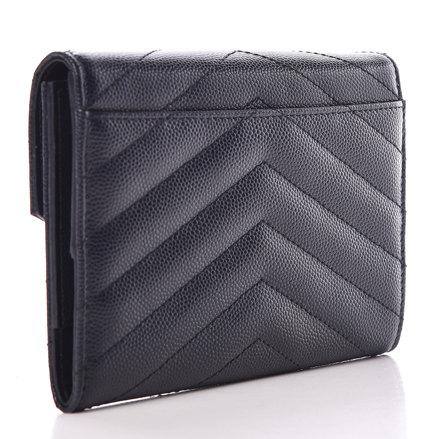 Grain De Poudre Matelasse Chevron Small Monogram Passport Case Deep Marine