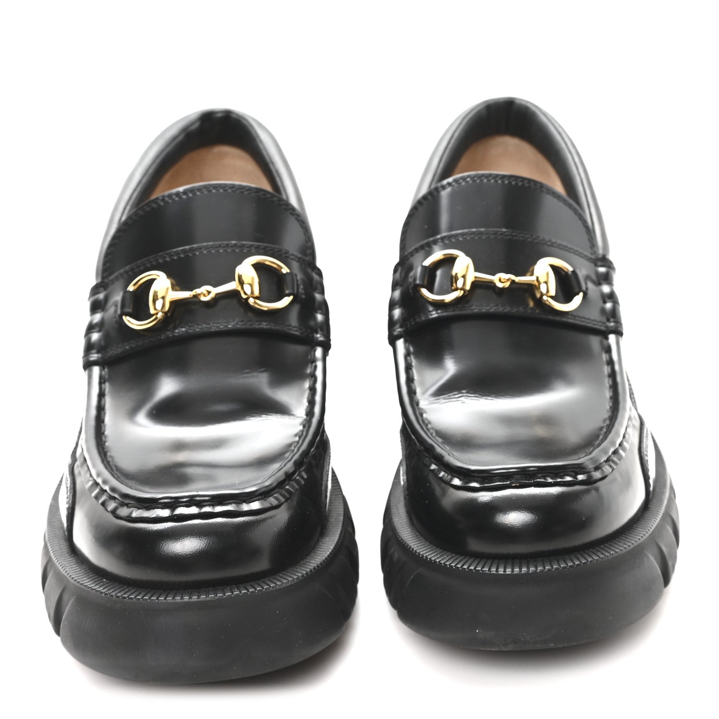 Magnum Calfskin Nappa Samoa Womens Horsebit Platform Chunky Lug Sole 40mm Loafers 40 Black