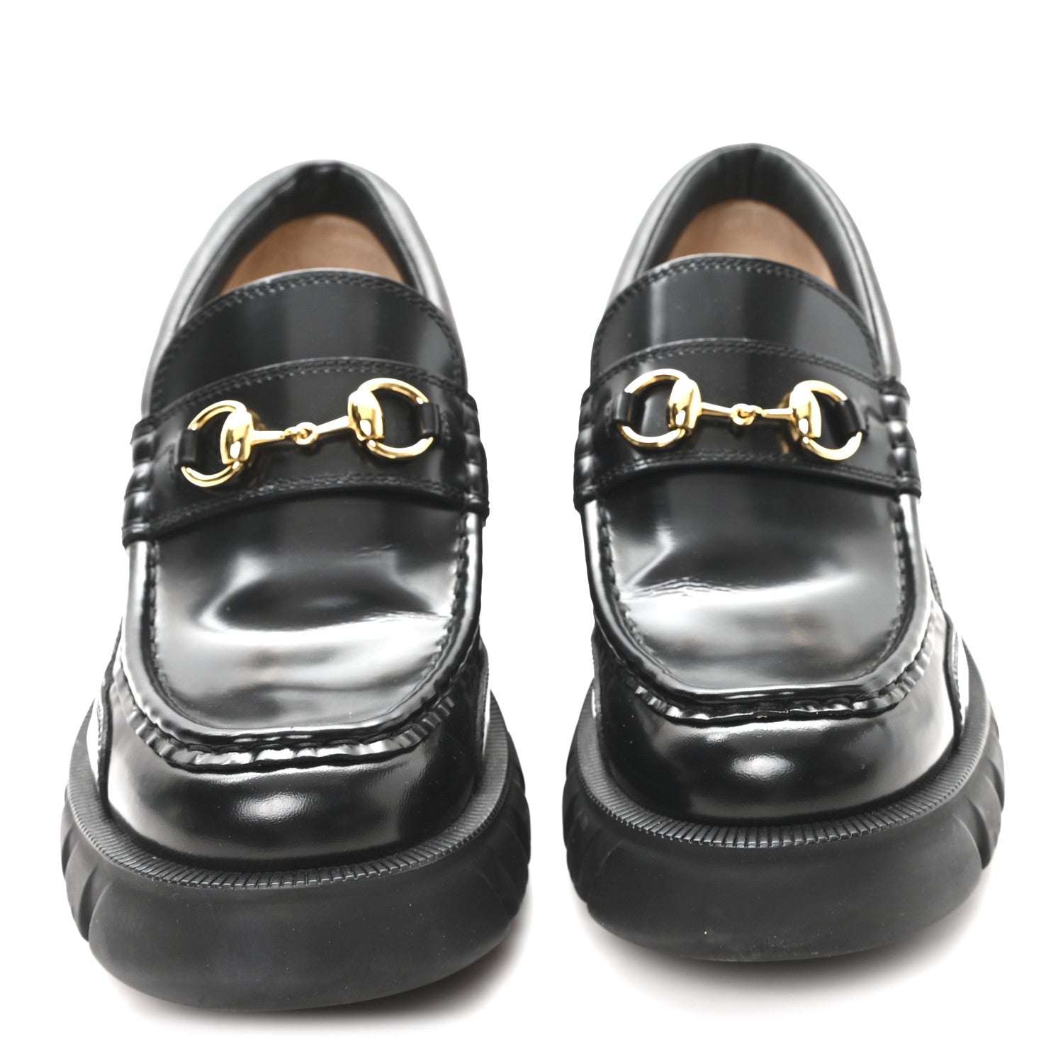 Gucci Magnum Calfskin Nappa Samoa Womens Horsebit Platform Chunky Lug Sole 40mm Loafers 40 Black 3 of 11