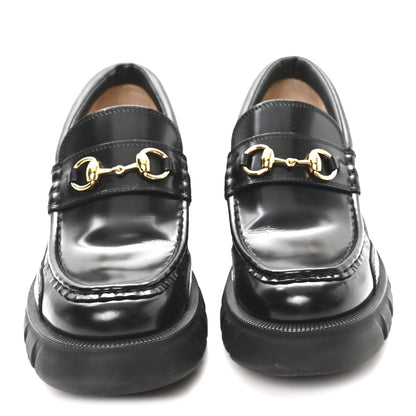 Gucci Magnum Calfskin Nappa Samoa Womens Horsebit Platform Chunky Lug Sole 40mm Loafers 40 Black 3 of 11