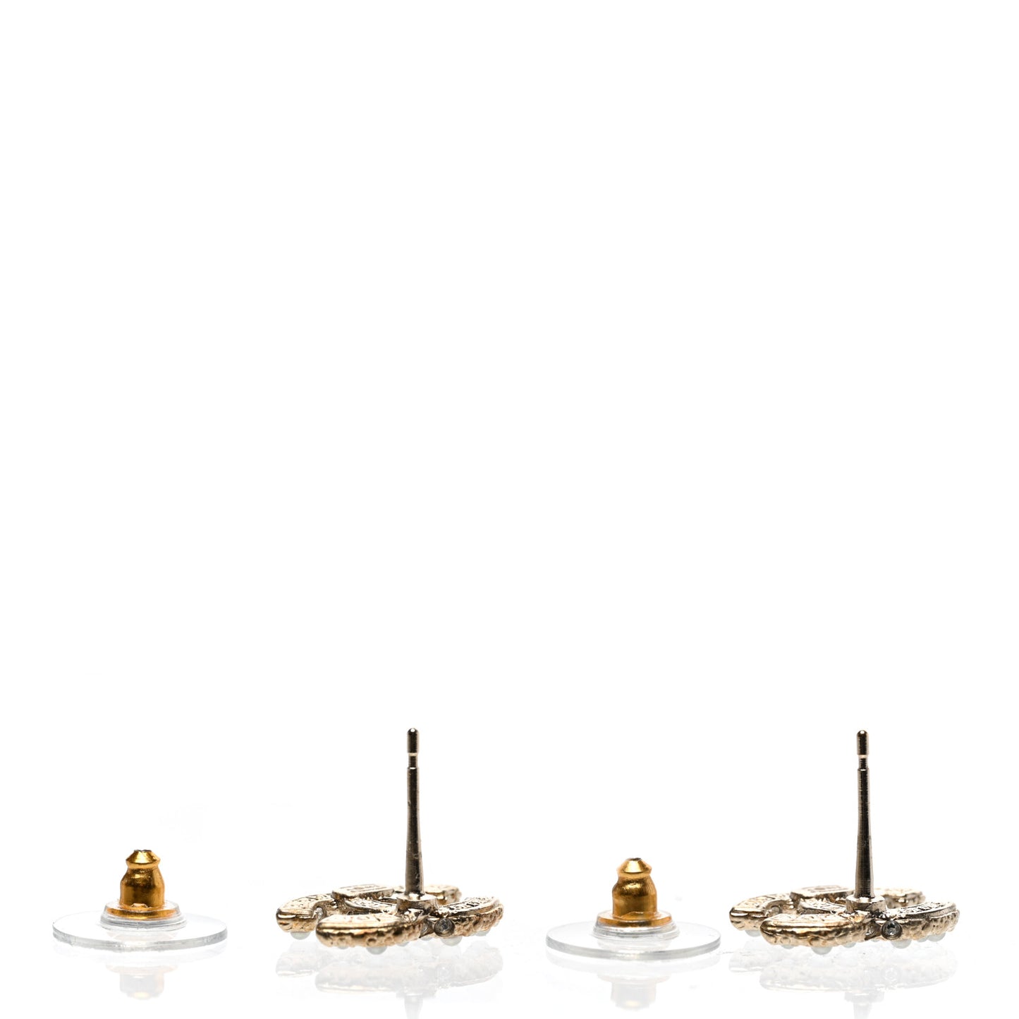 Metal Graduated Pearl Crystal CC Earrings Light Gold