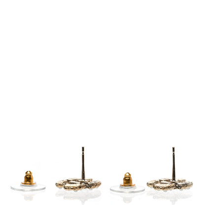 Chanel Metal Graduated Pearl Crystal CC Earrings Light Gold 3 of 5