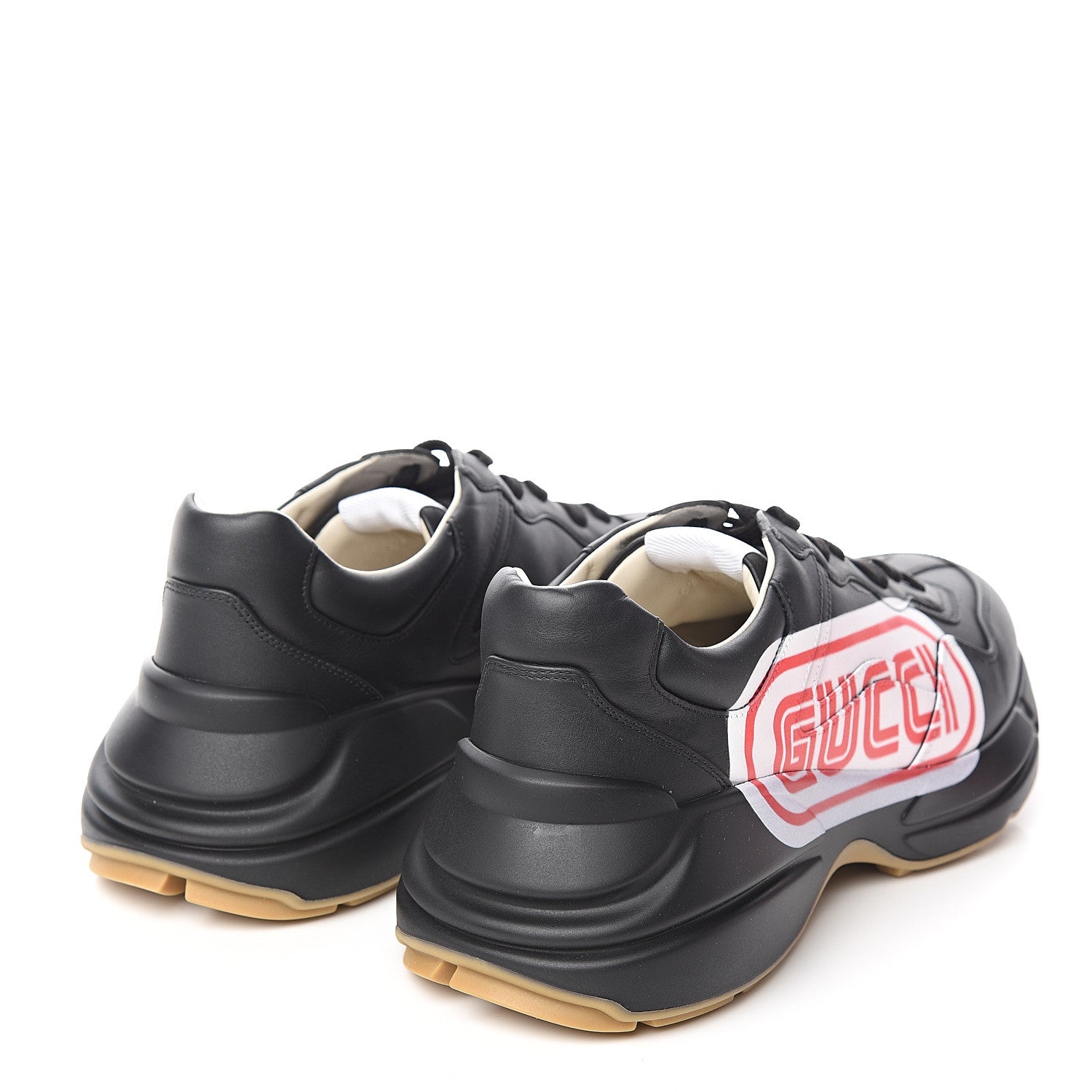 Gucci X SEGA Calfskin Logo Mens Rhyton Sneakers 9 Black 4 of 9