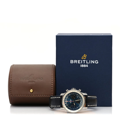 Breitling Stainless Steel Alligator 42mm Navitimer Chronograph Automatic Watch Blue AB0121 5 of 5