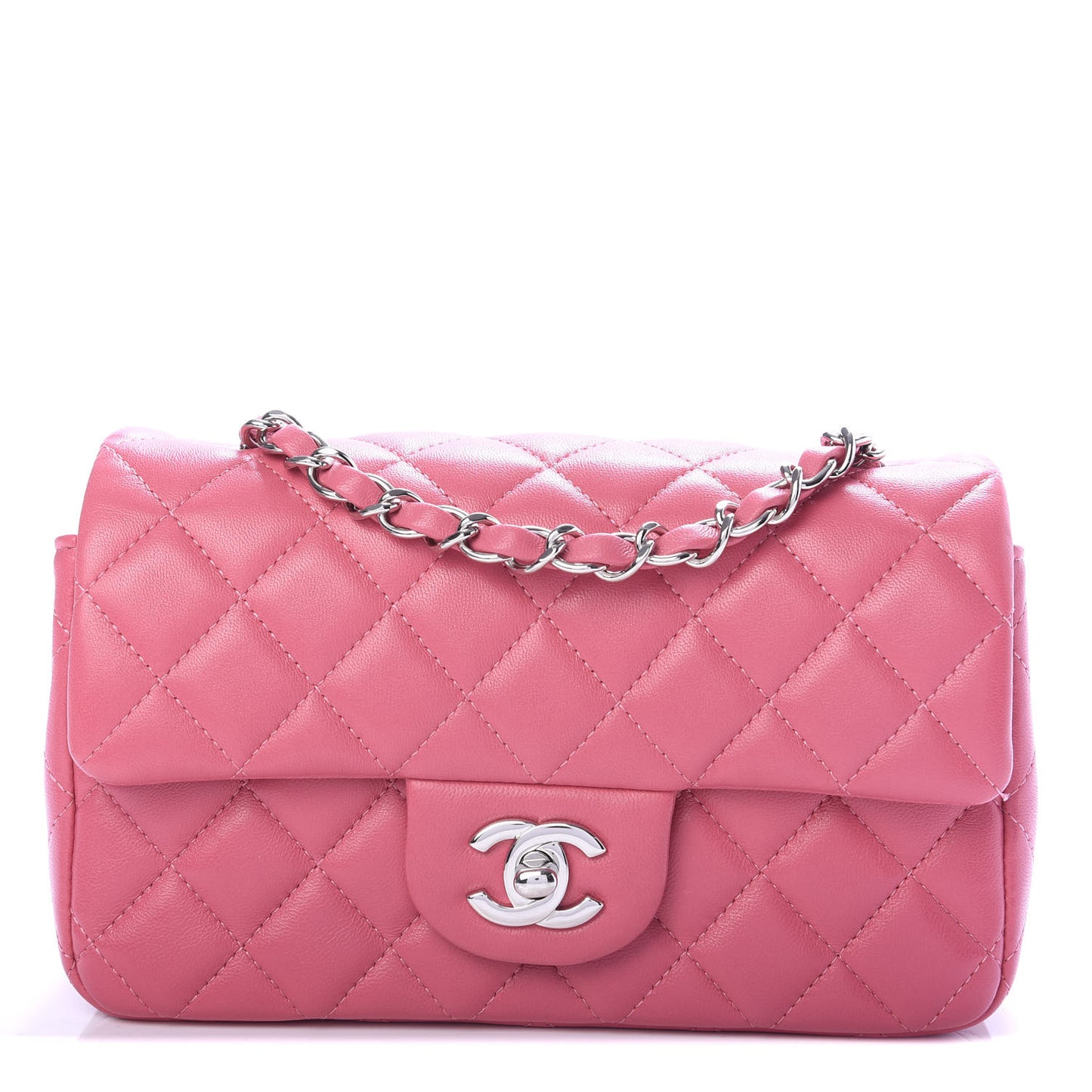 Lambskin Quilted Mini Rectangular Flap Pink