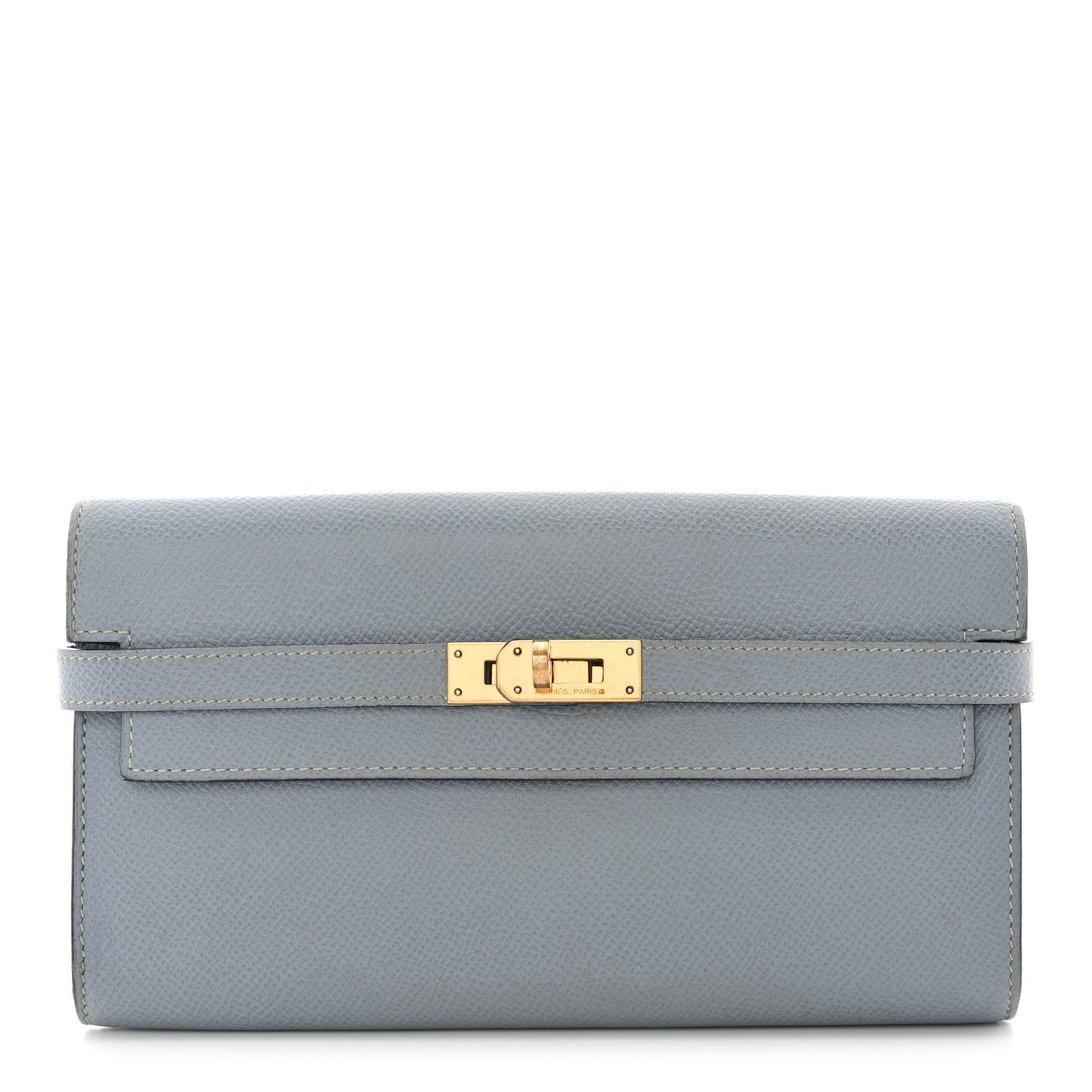 Epsom Kelly Longue Wallet Bleu Lin