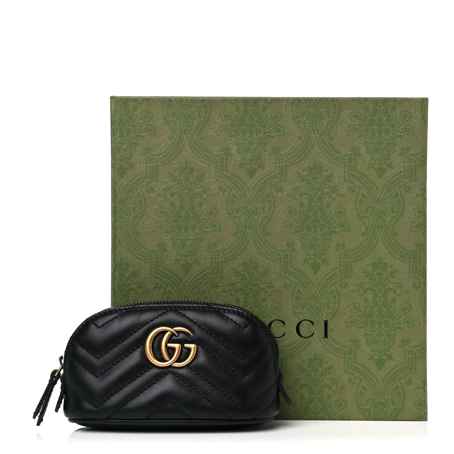 Calfskin Matelasse GG Marmont Key Pouch Black