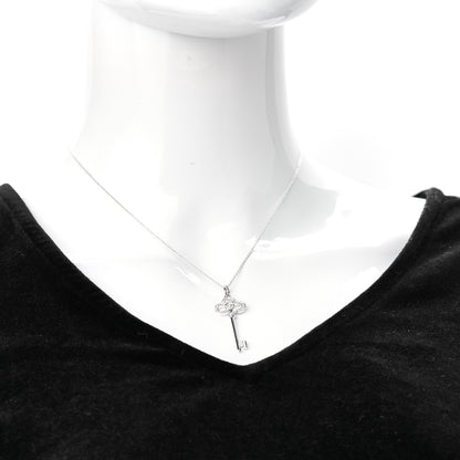 Tiffany 18K White Gold Diamond Crown Key Pendant Necklace 2 of 6
