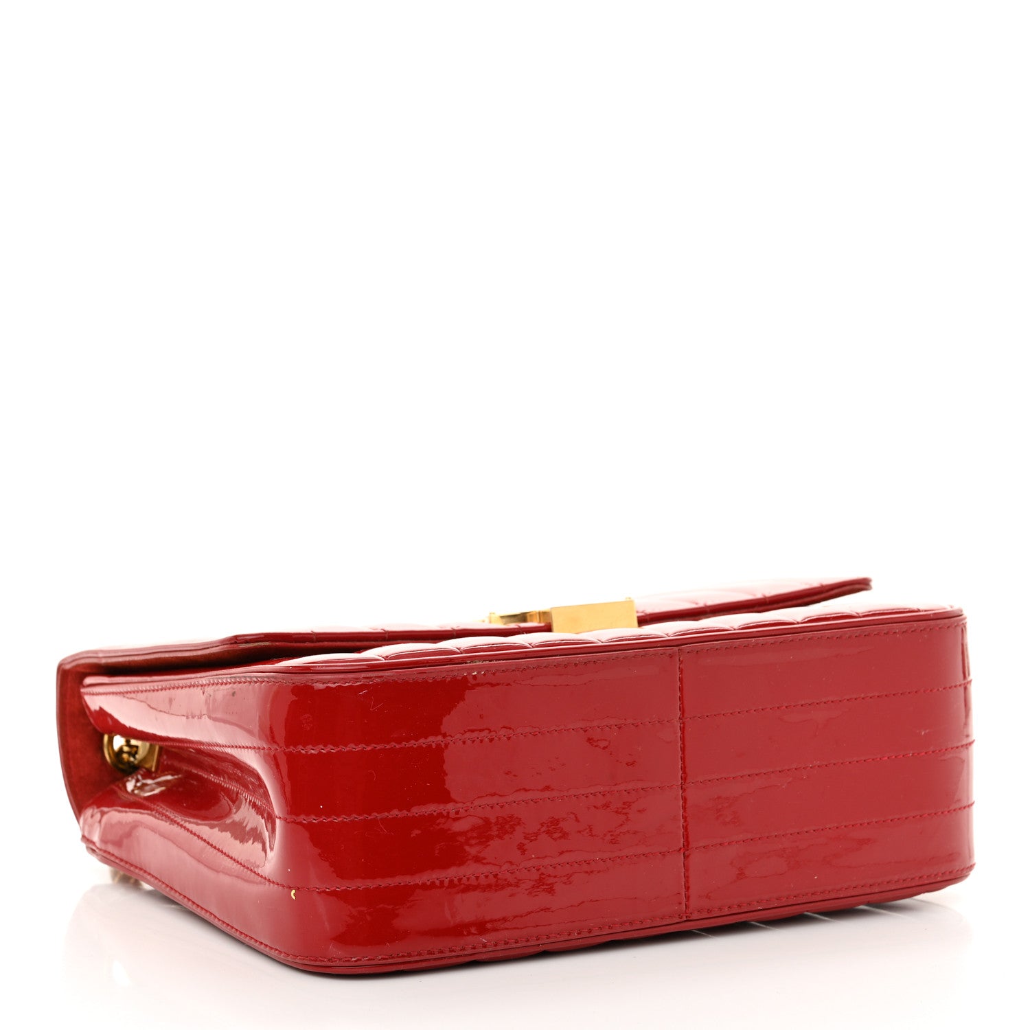 Saint Laurent Patent Matelasse Monogram Large Vicky Chain Bag Rouge Eros 4 of 16
