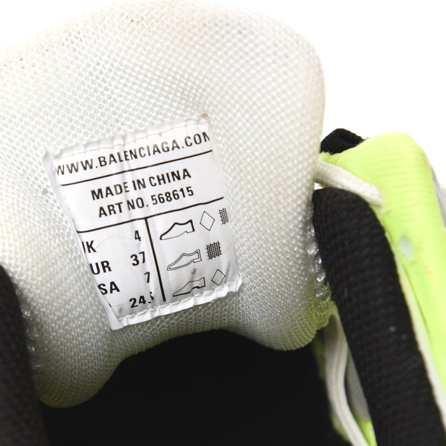 Balenciaga Rubber Mesh Bi-Color Womens Track.2 Open Sneakers 37 White Fluo Yellow 9 of 9