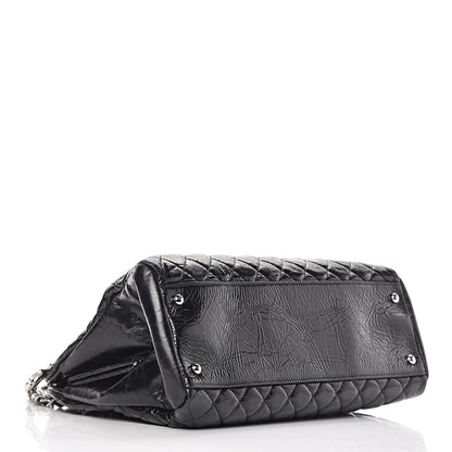 Chanel Glazed Calfskin Quilted Large Just Mademoiselle Bowling Bag Black 4 of 10