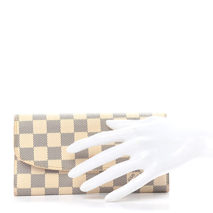 Louis Vuitton Damier Azur Emilie Wallet Rose Ballerine 2 of 9