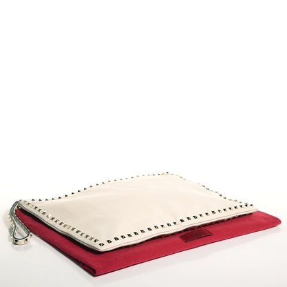 Valentino Garavani Vitello Oversized Rockstud Zip Wristlet Pouch Light Ivory 4 of 8