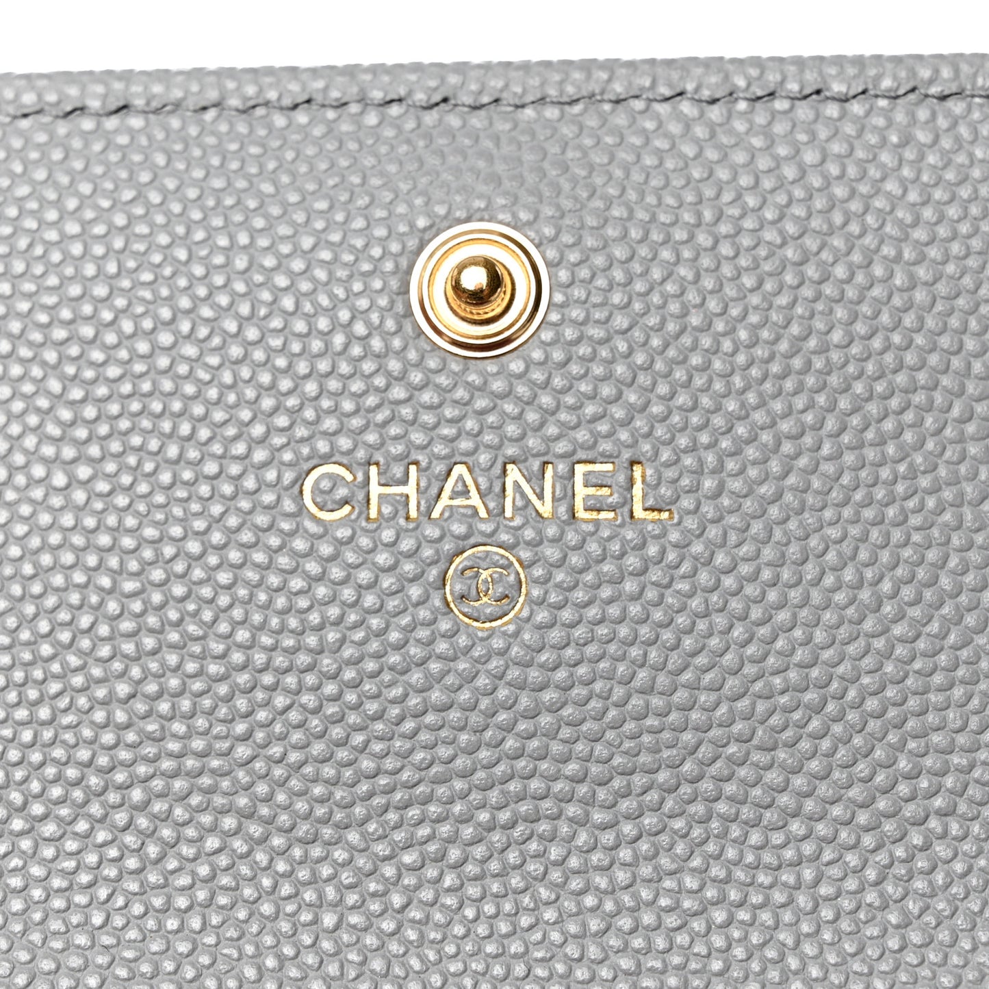 Caviar Quilted Textured CC Flap Card Holder Grey