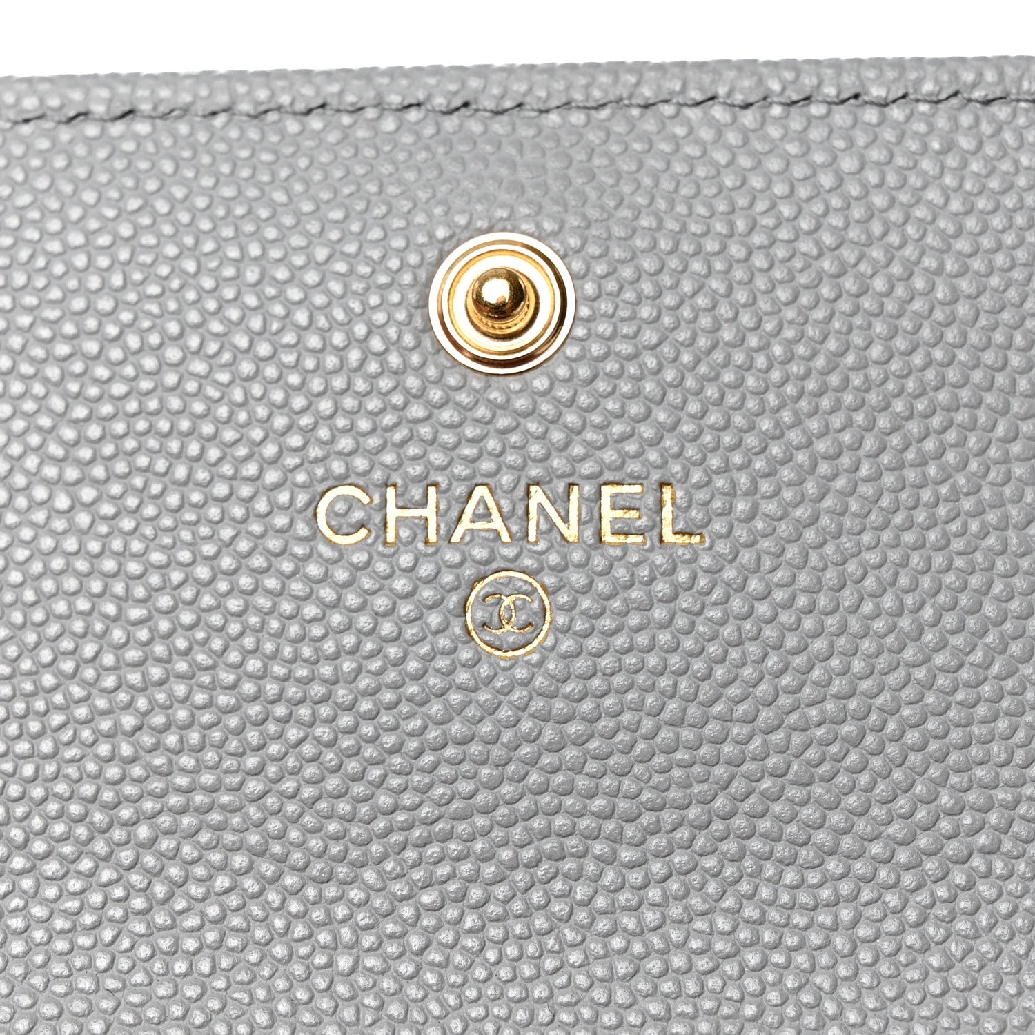 Chanel Caviar Quilted Textured CC Flap Card Holder Grey 7 of 9
