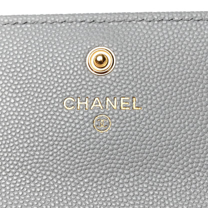 Chanel Caviar Quilted Textured CC Flap Card Holder Grey 7 of 9