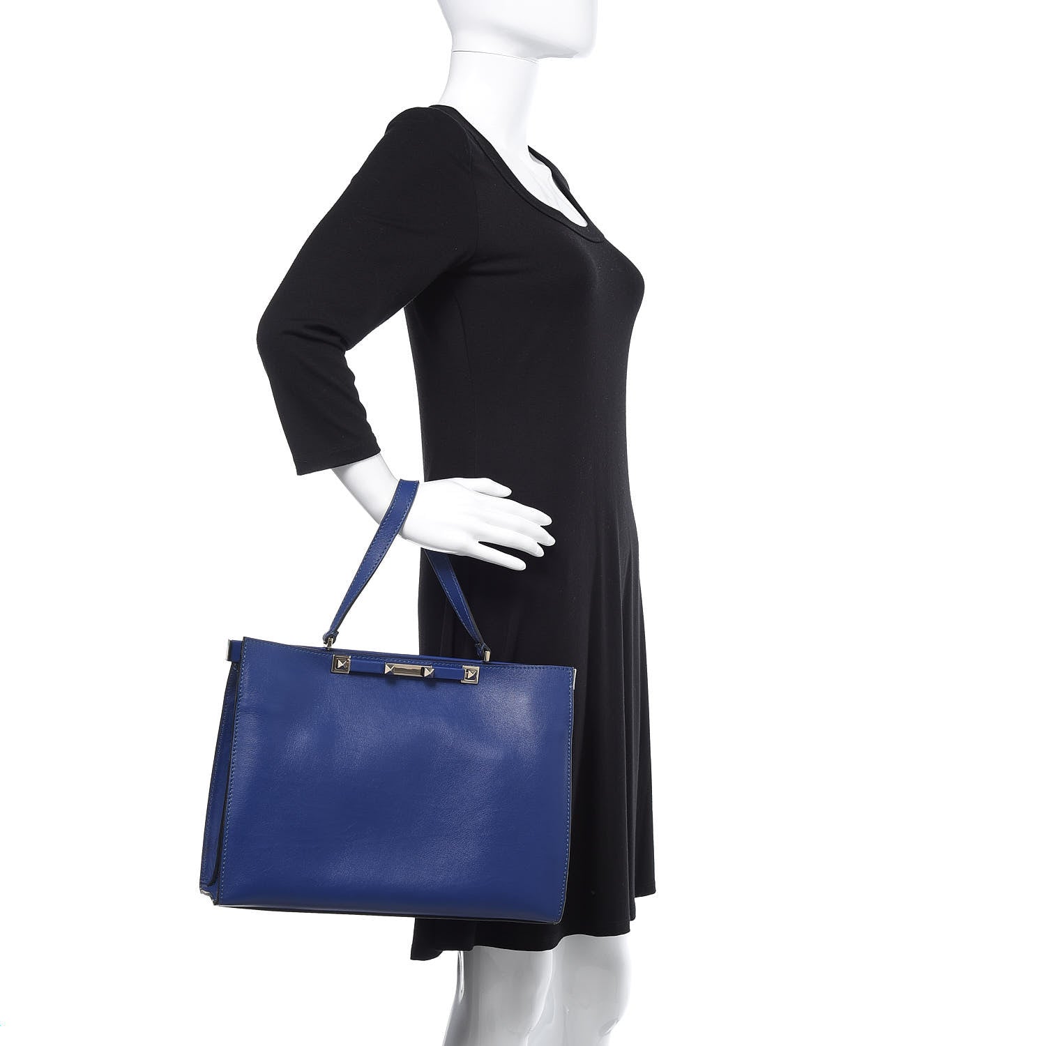 Valentino Garavani Calfskin Rockstud Frame Bag Blue 2 of 13