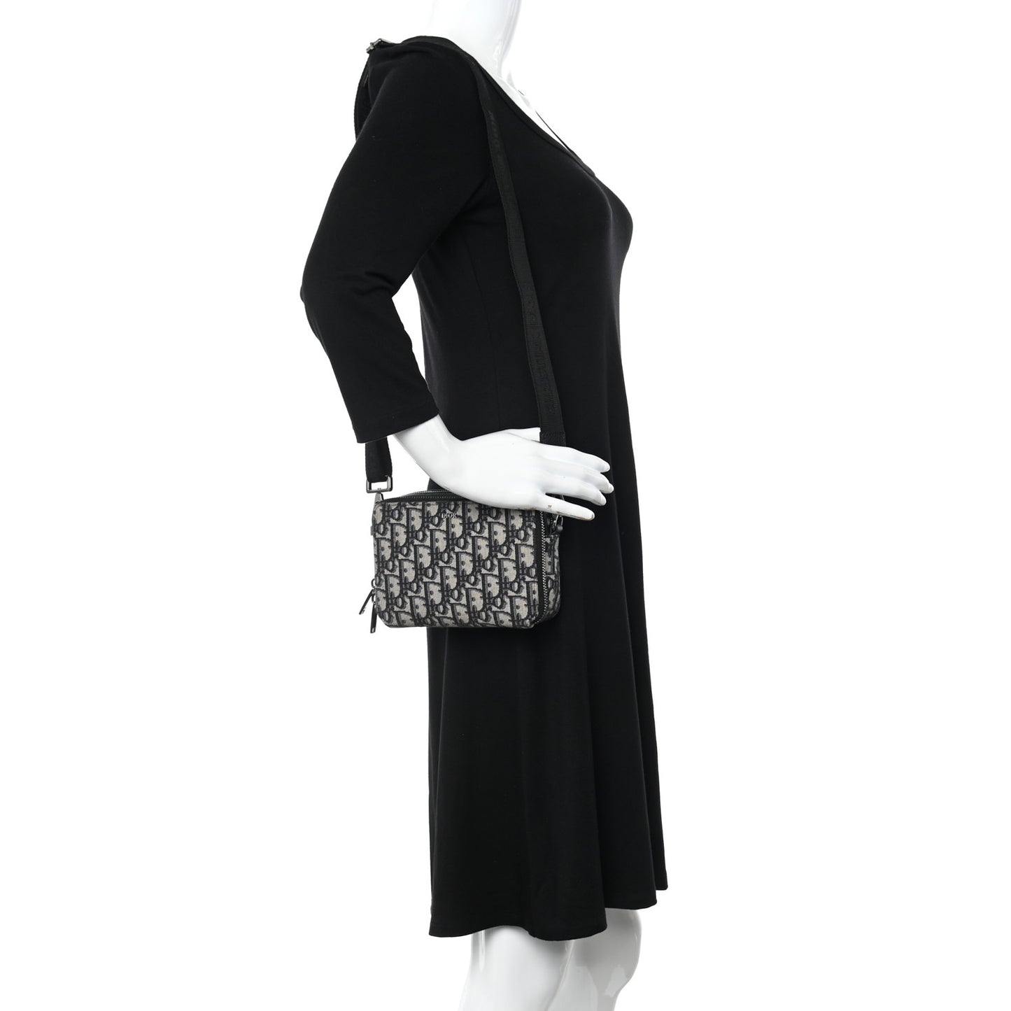 Oblique Pouch Beige Black