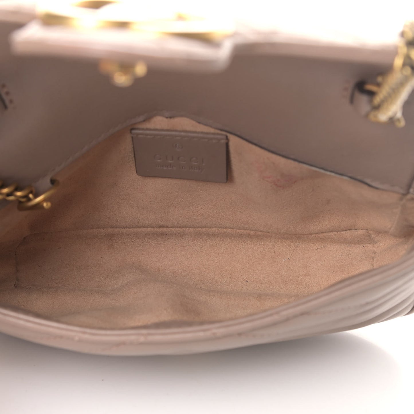 Calfskin Matelasse Super Mini GG Marmont Shoulder Bag Porcelain Rose