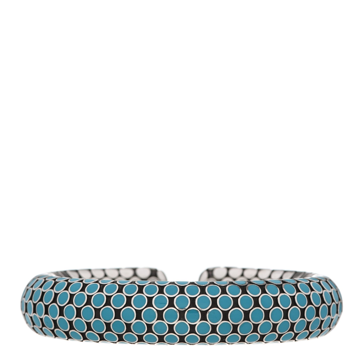 Sterling Silver Enamel Dot Flex Cuff Bracelet Blue