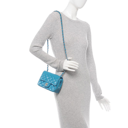Chanel Patent Quilted Mini Square Flap Turquoise 2 of 8
