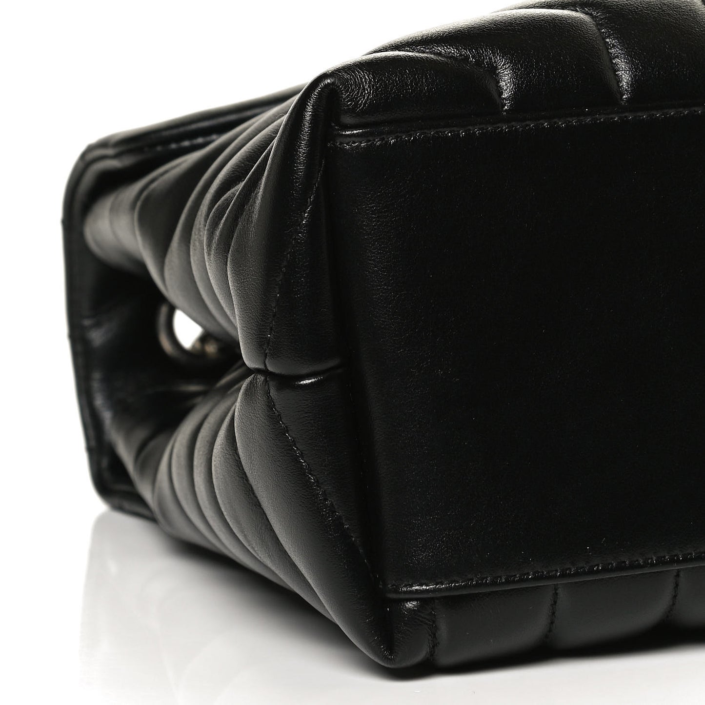Calfskin Y Quilted Monogram Medium Loulou Chain Satchel Black