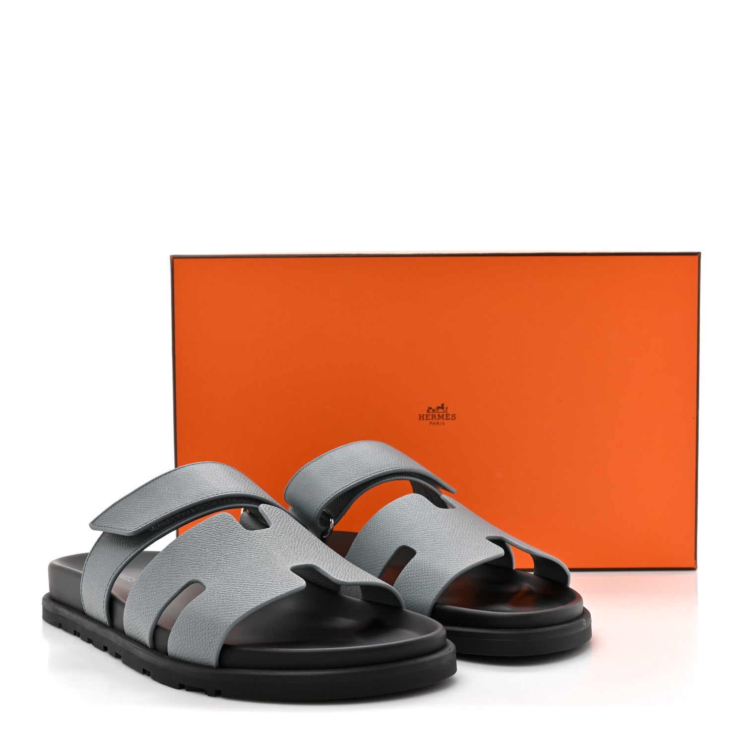 Hermes Epsom Mens Chypre Sandals 41 Bleu Canard 10 of 10