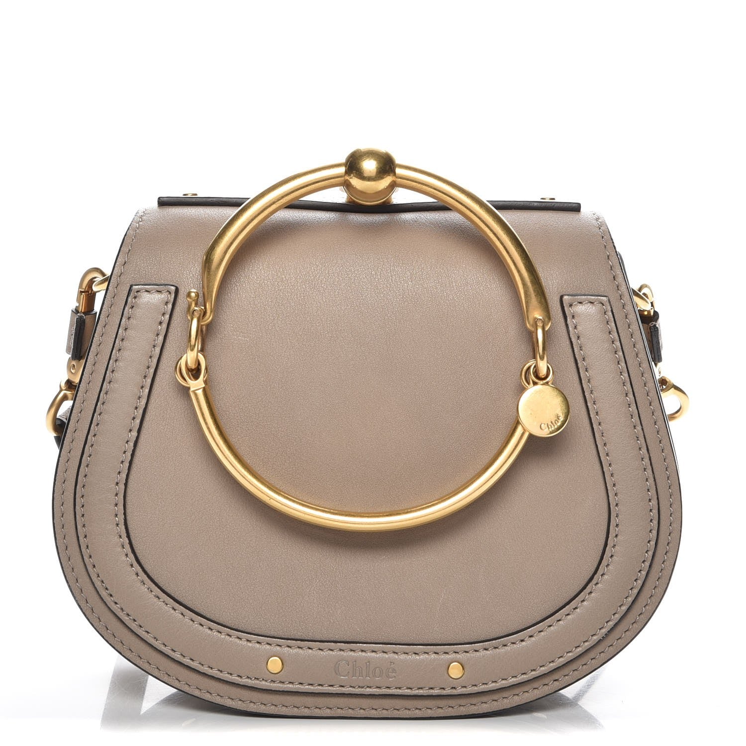 Chloe Calfskin Suede Small Nile Bracelet Bag Motty Grey 1 of 8