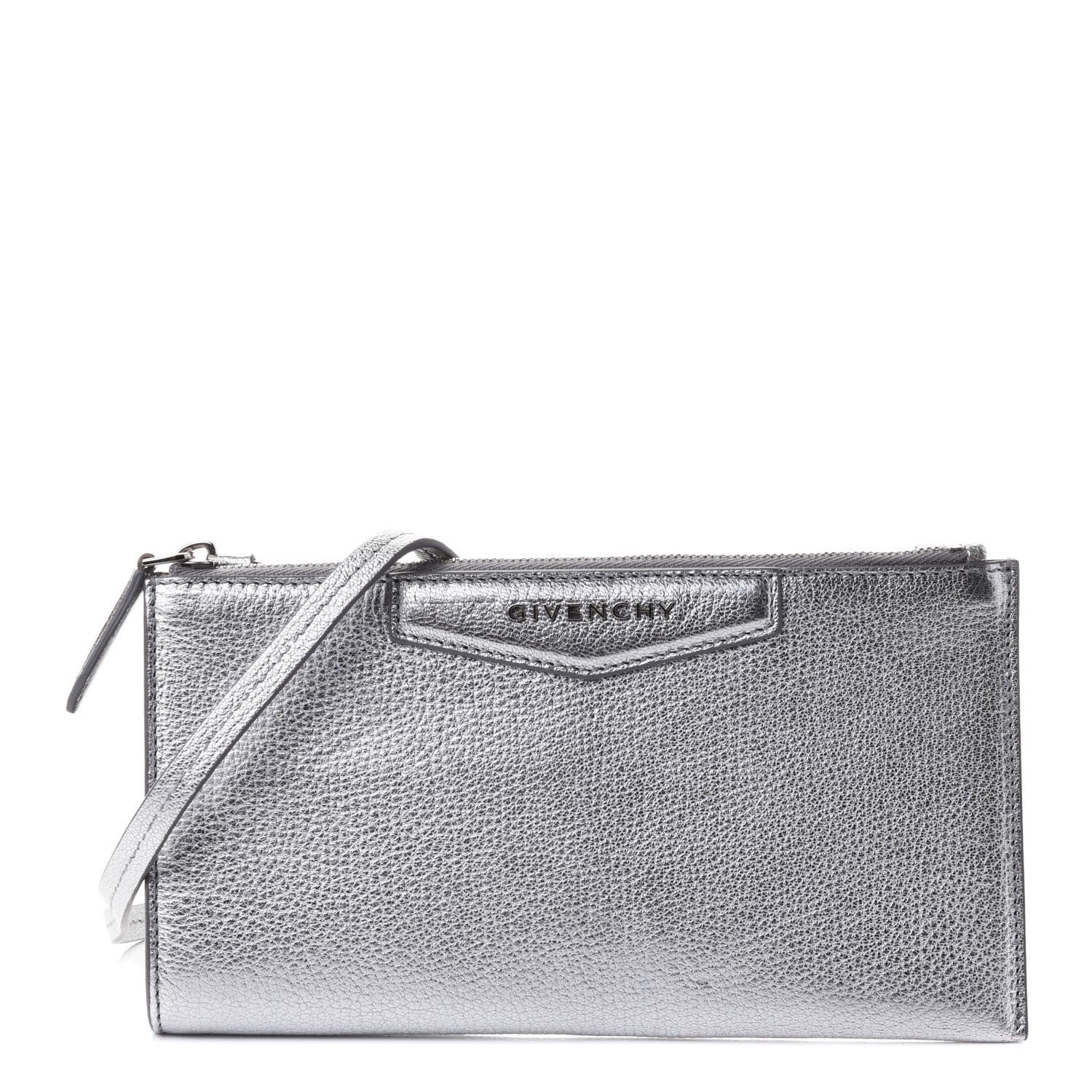 Givenchy Metallic Calfskin Iconic Pouch Crossbody Black Silver 1 of 4