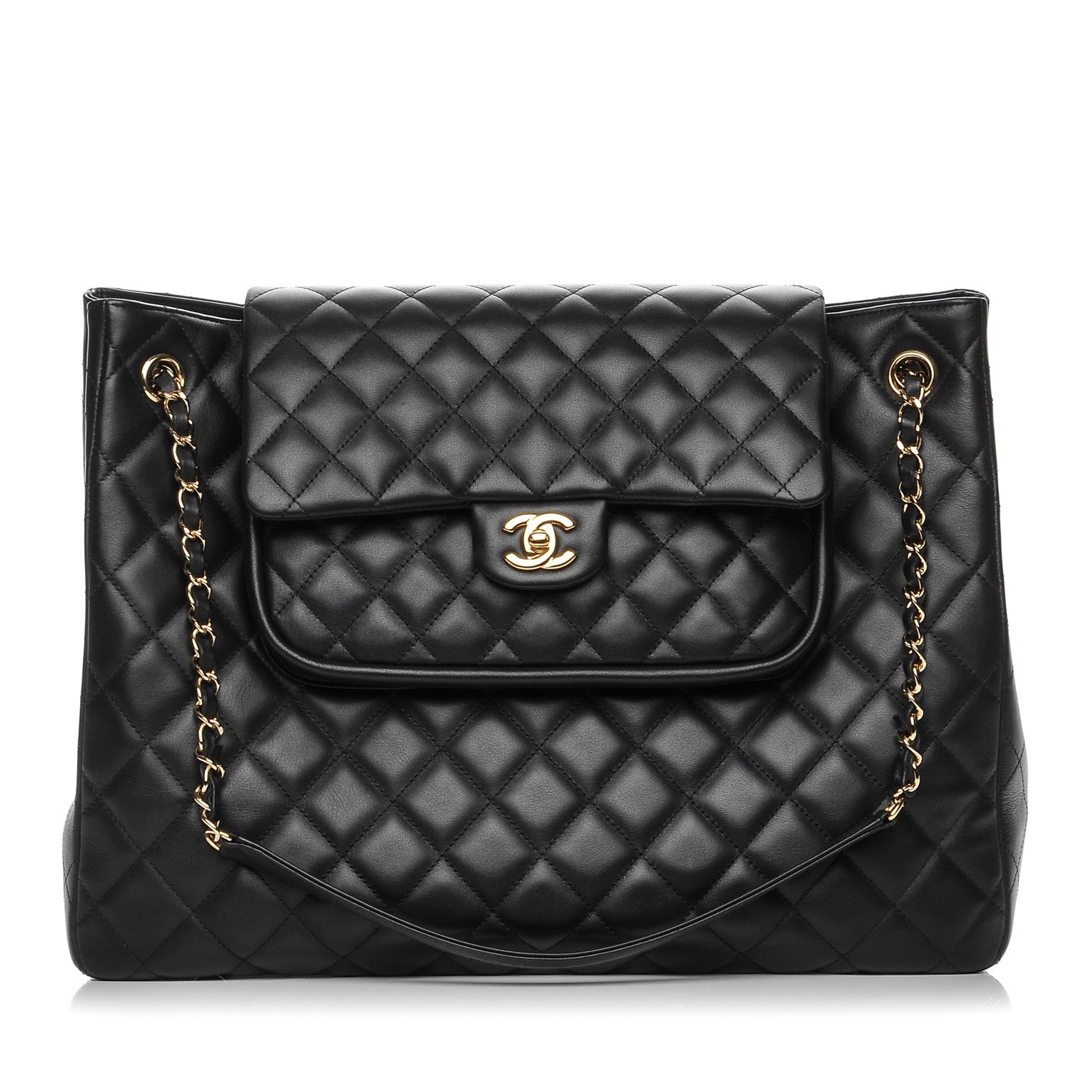 Chanel Calfskin Quilted Flap Tote Black 1 of 7