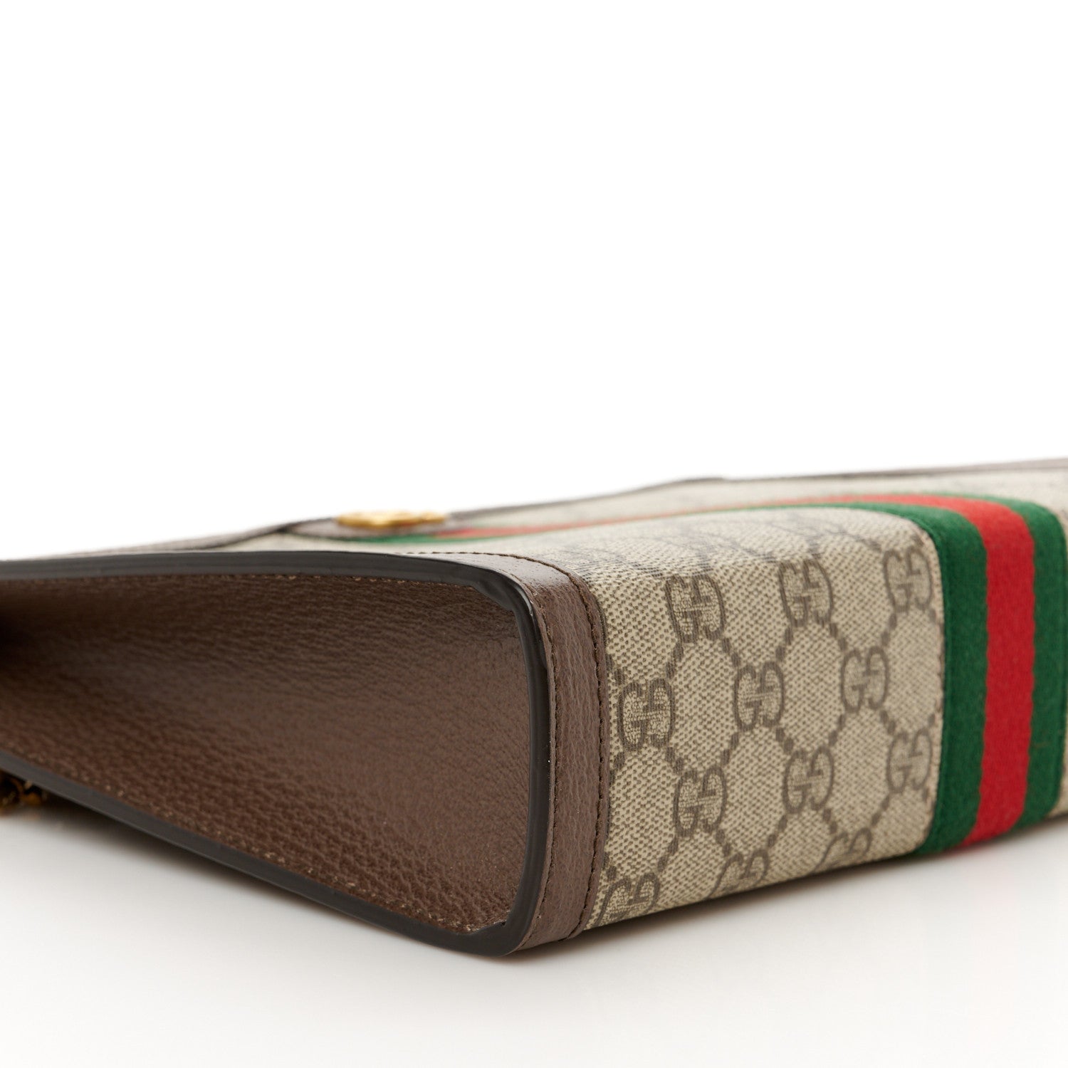 Gucci GG Supreme Monogram Textured Dollar Calfskin Web Small Ophidia Wristlet Pouch Beige Ebony New Acero 9 of 11